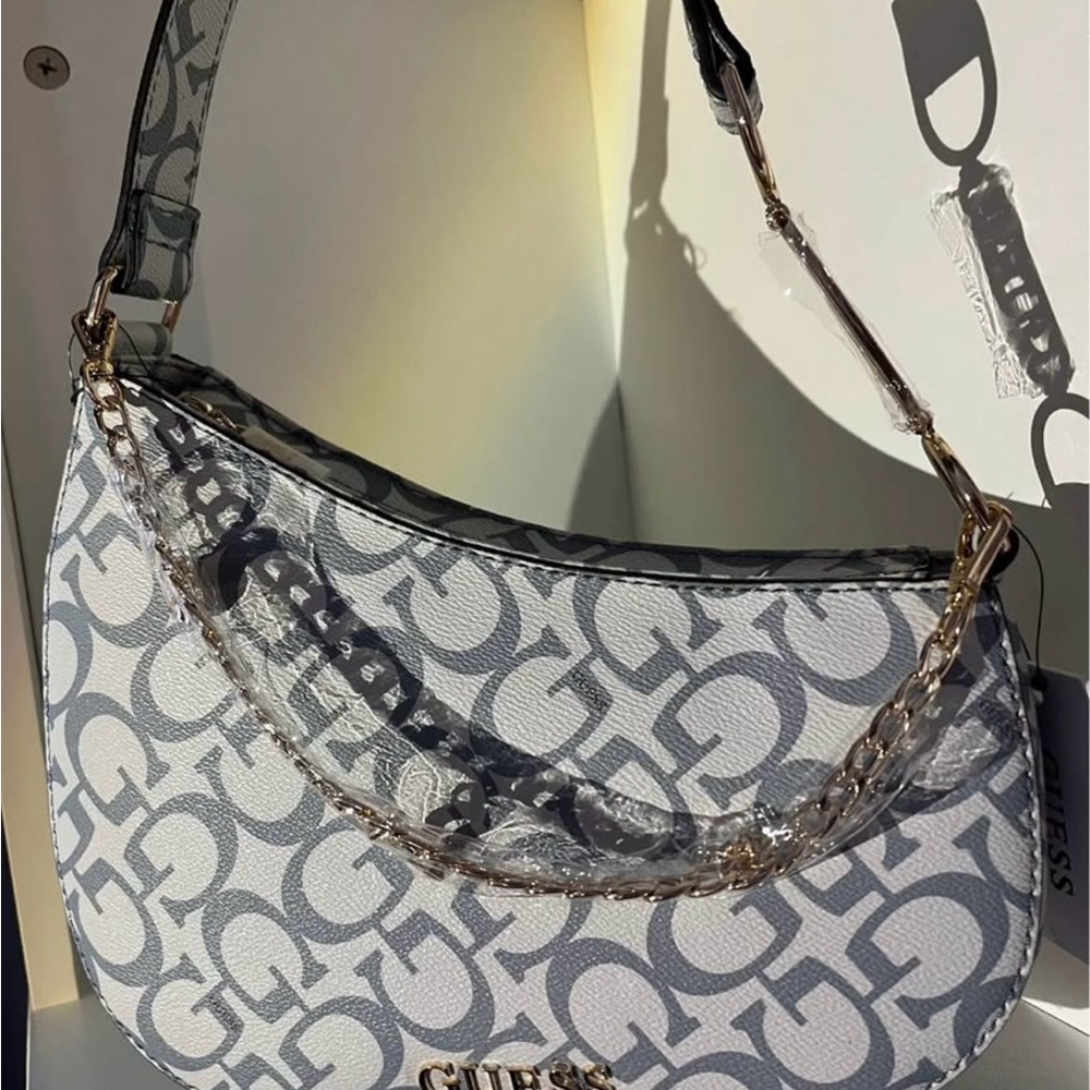 Guess Gray Shoulder Bag with Elegant Chain Strap